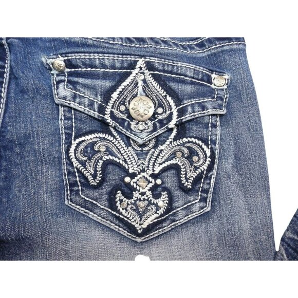ZCO Jeans Womens Fluer De Lis Hipster Back Pockets Bling size 7 Juniors JH853 - Picture 3 of 4